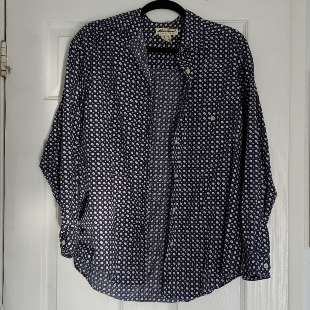 Navy Eddie Bauer Button Up Blouse